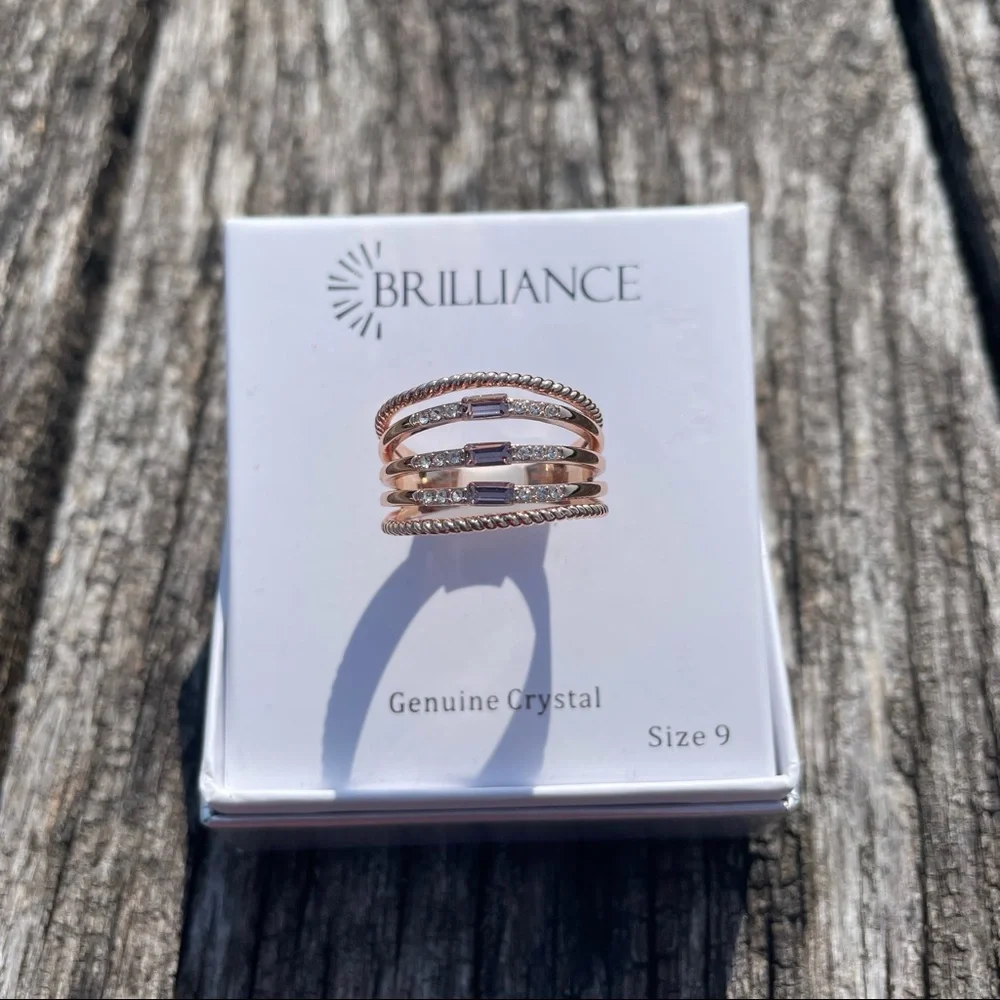 7, 8, 9 NWT brilliant genuine crystal rose gold plated ring - Picture 5 of 12